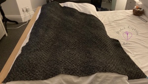 Not a great pic, but the C2C blanket using Scheepjes Stonewashed Black Onyx - WIP